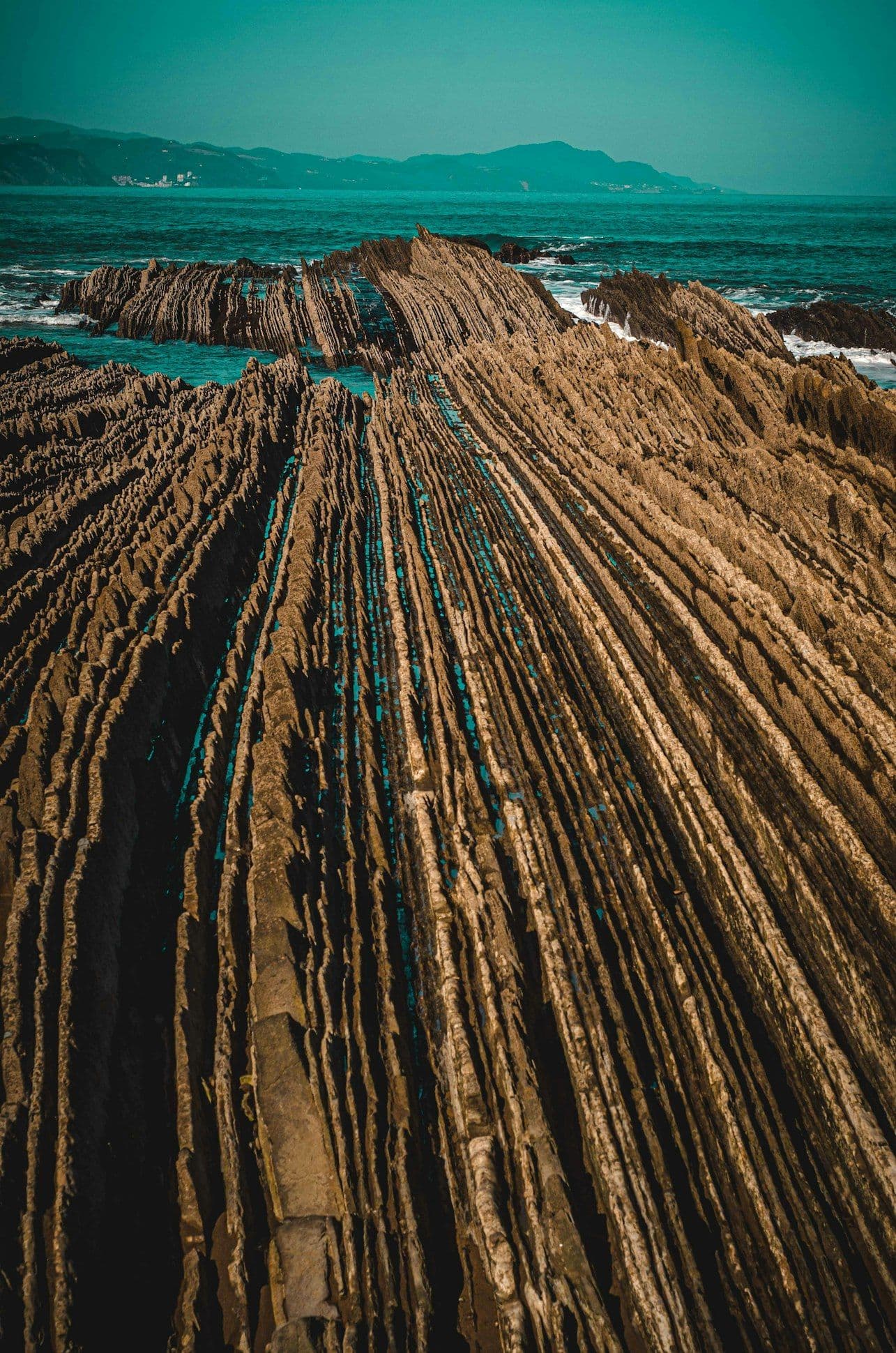 Strati rocciosi inclinati lungo la costa